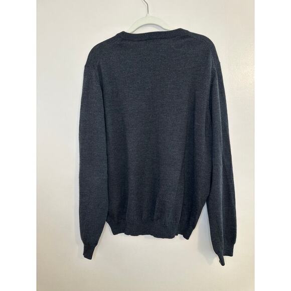 Brooks Brothers Mens Strech Charcoal Grey Merino Wool Blend Crew Sweater Large - Picture 2 of 6